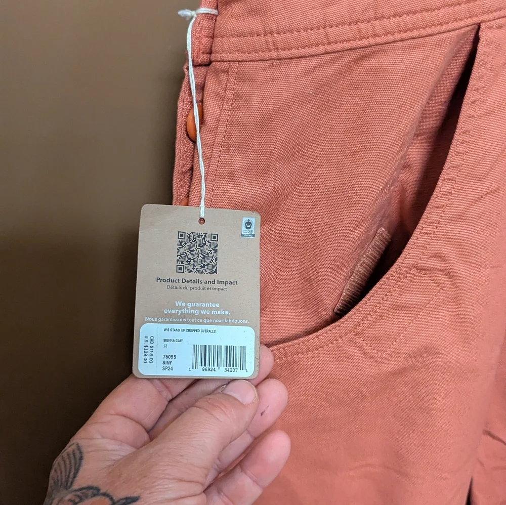 NWT Patagonia Overalls. Ankle Length Wide Leg Peach Color .Size 12. - Picture 10 of 16